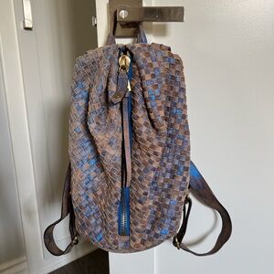 Woven Metallic Leather Backpack by Aimee Kestenberg